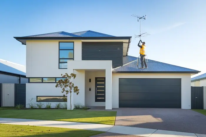 TV antenna installation in Joondalup on coastal roofline