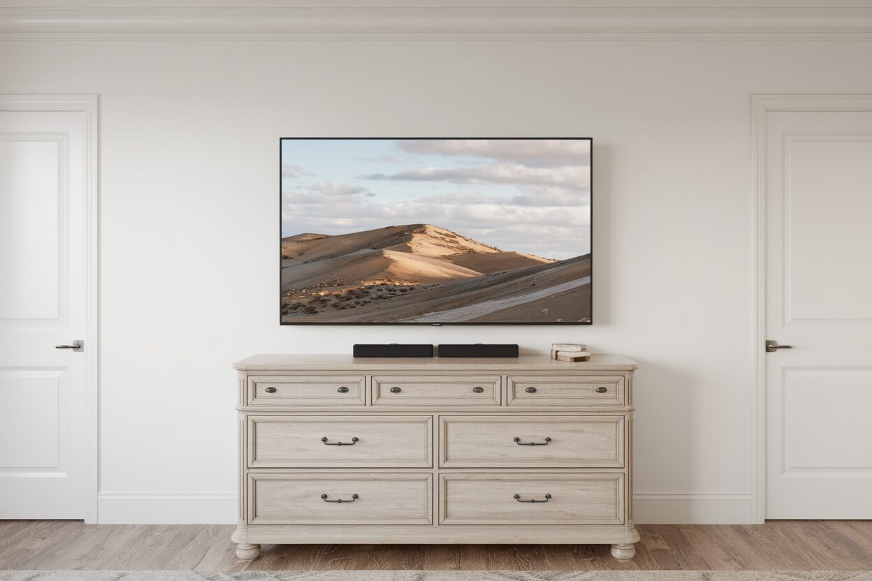TV wall mounting with hidden cables